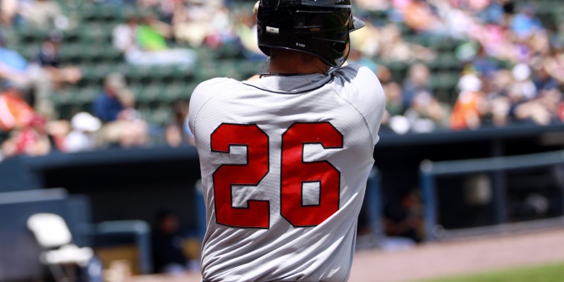 Right-handed baseball batter, close-up right-handed